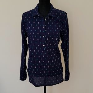 Merona Women's Long Sleeve Collar Shirt, Navy Blue, Size: Large